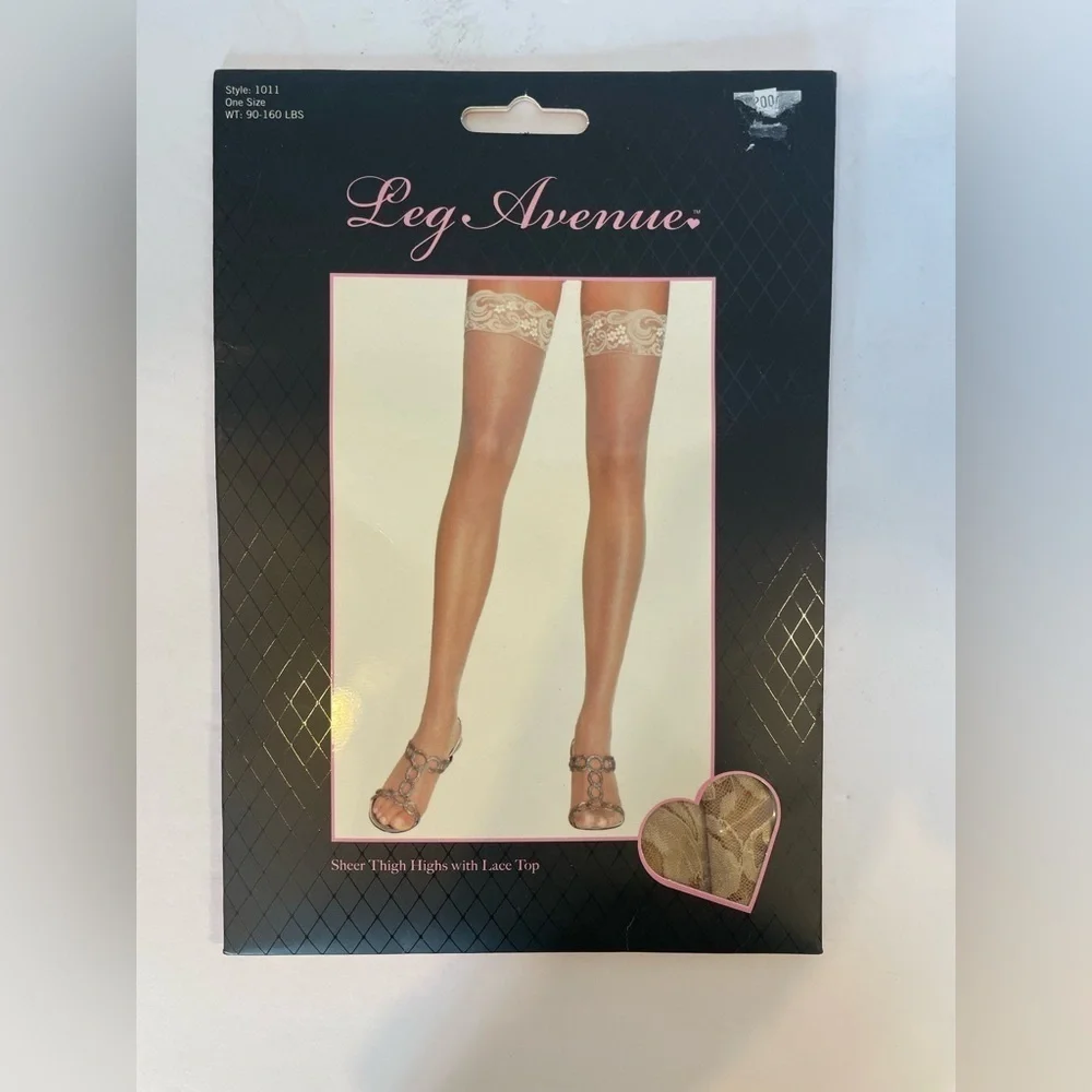 Leg Avenue nude thigh highs nylons OS NWT